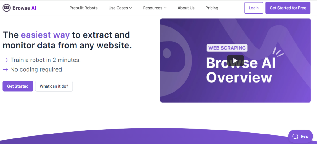 Browse AI for monitoring data from any website