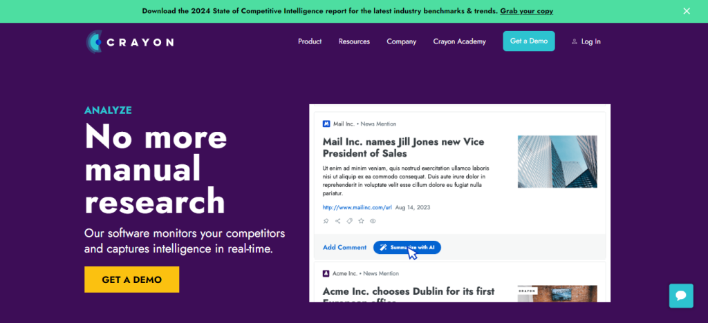 Crayon's AI-driven competitor research platform